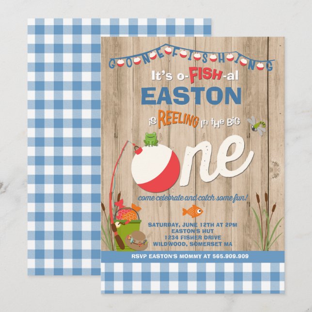 Fischerei zum Geburtstag Einladung von Fischern -  (Vorne/Hinten)