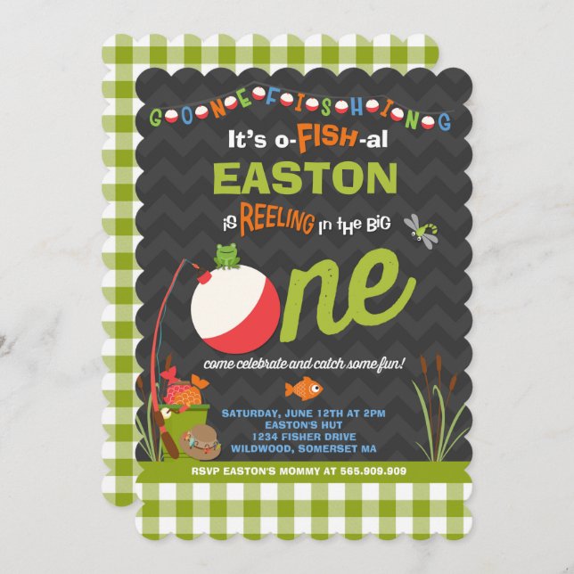Fischerei zum Geburtstag Einladung von Fischern -  (Vorne/Hinten)