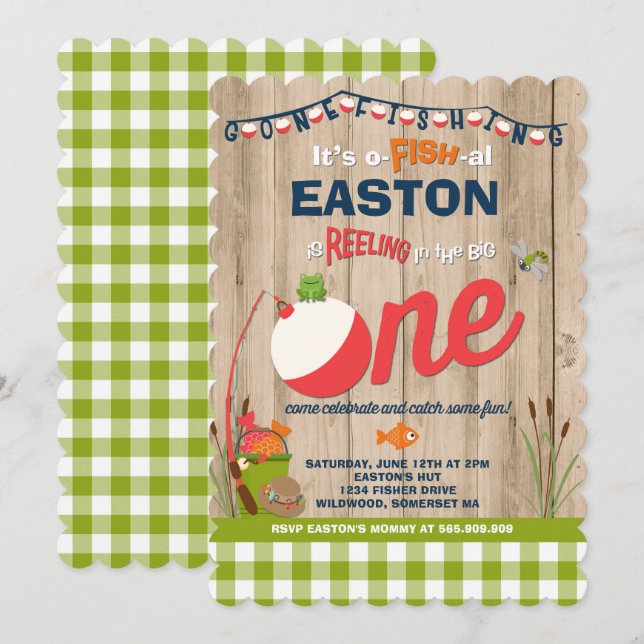 Fischerei zum Geburtstag Einladung von Fischern -  (Vorne/Hinten)