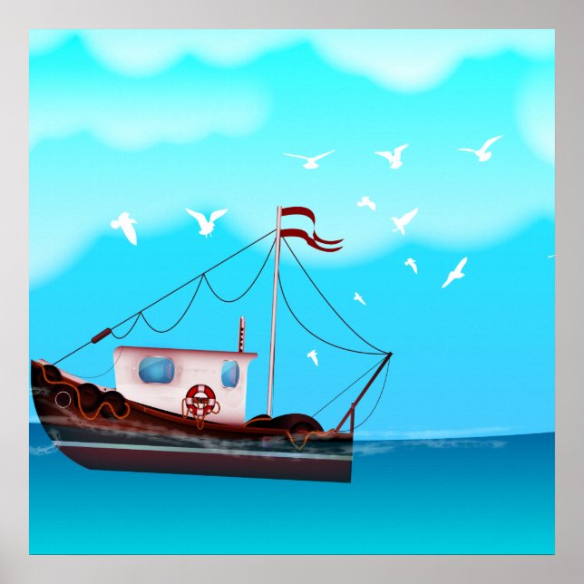 Fischereiboot Poster (Vorne)