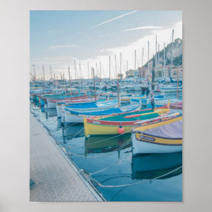Fischereiboote in Nizza, Französische Riviera Poster