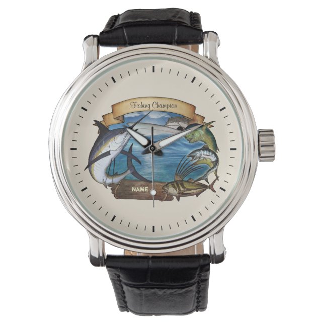 Fischereichampion (anpassbar) armbanduhr (Vorderseite)