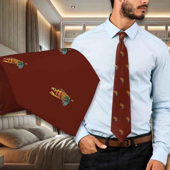 Fischereifische Fischerei Burgundy Neck Tie Krawatte (Von Creator hochgeladen)
