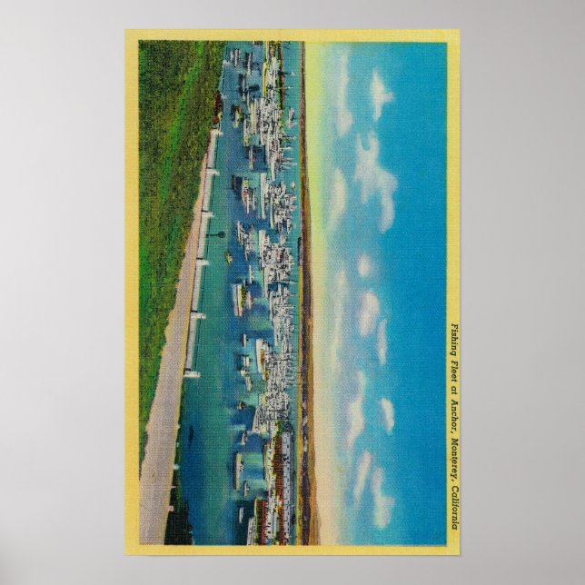 Fischereiflotte in AnchorMonterey, CA Poster (Vorne)