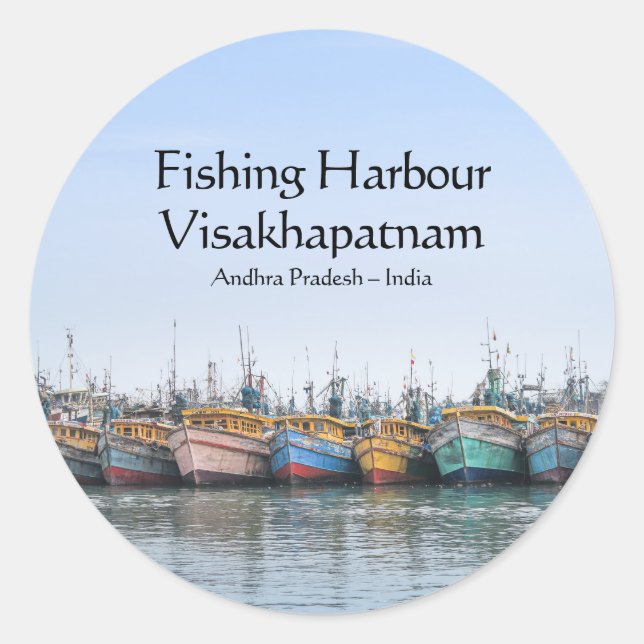 Fischereihafen Vizag Runder Aufkleber (Vorderseite)