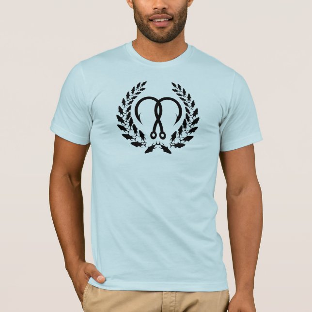 Fischereihaken mit fishies T-Shirt (Vorderseite)