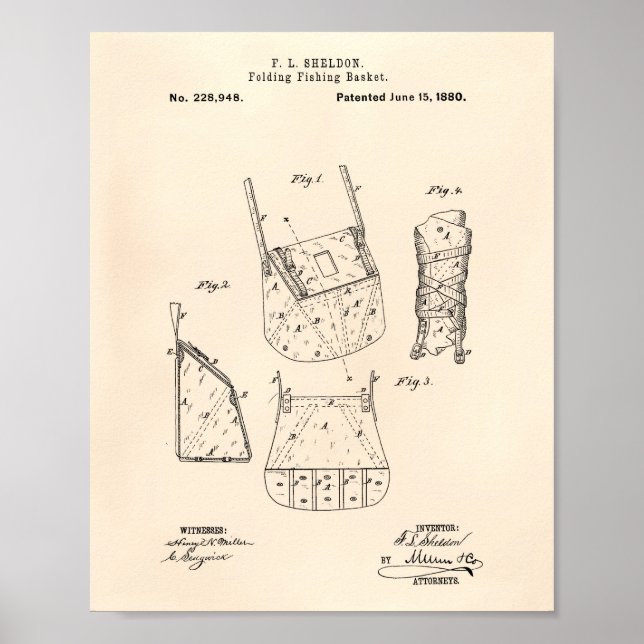 Fischereikorb 1880 Patent Art Old Peper Poster (Vorne)