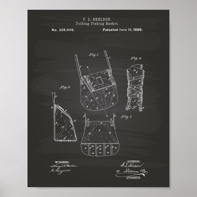 Fischereikorb 1880 - Patentenkarte Poster (Vorne)