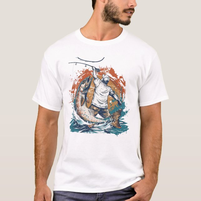 Fischereiliebhaber, Fischer Mann im Boot T-Shirt (Vorderseite)