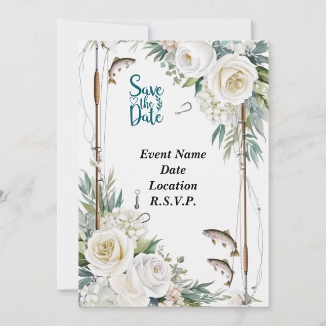 Fischereiliebhaber Save the Date behandelt Einladung (Vorderseite)