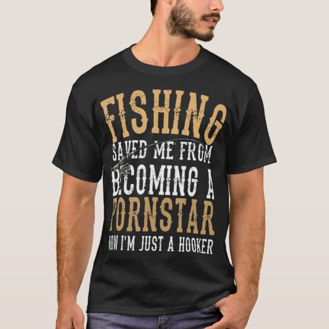 Fischereilogan Angeln Gerettet Me Fisherman Funny  T-Shirt (Vorderseite)