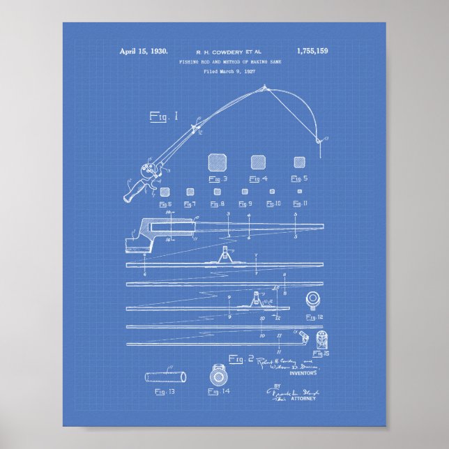 Fischereirouten 1930 - Patentart-Blueprint Poster (Vorne)