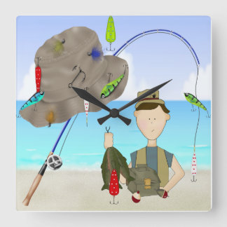 Fischereiuhr Quadratische Wanduhr