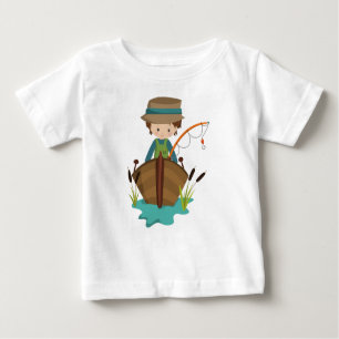 Fischerjunge, Fischer, Angelrute, Braunhaar Baby T-shirt