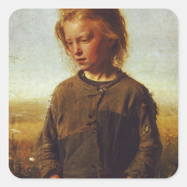 Fischermädchen, 1874 quadratischer aufkleber (Vorderseite)