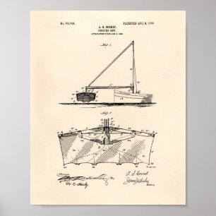 Fischernetz 1905 Patent Kunst Altes Papier Poster