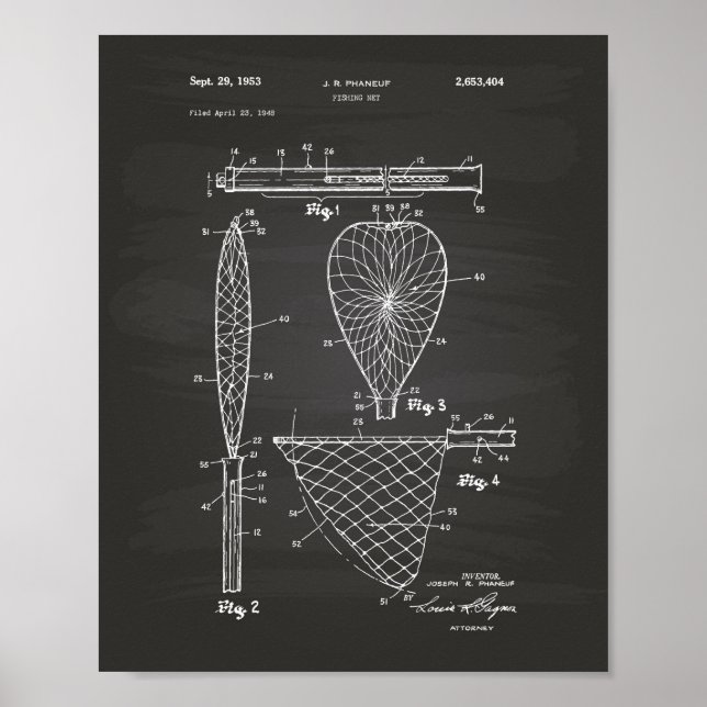 Fischernetz 1953 Patent Kunst Tafelbild Poster (Vorne)
