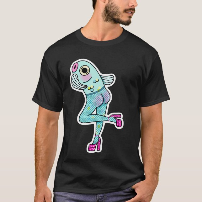 Fischernetze (Reverse Mermaid) Pinke Version T-Shirt (Vorderseite)