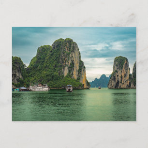 Fischersdorf in der Ha-Long-Bucht, Vietnam Postkar Postkarte