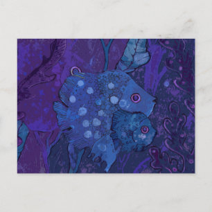 Fischfamilie, Unterwasser-Ozean Art Navy Blue Postkarte