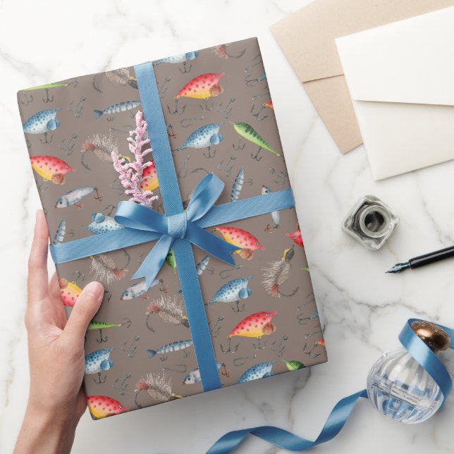 Fischfang auf graubraun geschenkpapier (Schenken)
