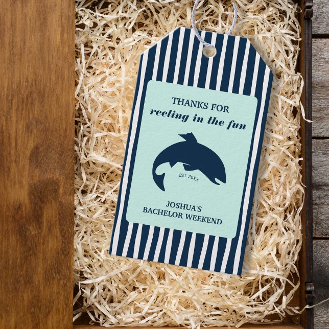 Fischfang Bachelor Party Nautic Vielen Dank Geschenkanhänger (Fishing Bachelor Party Nautical Thank You Gift Tags)