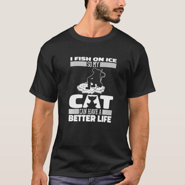 Fischfang Cat Ice Fischen T-Shirt (Vorderseite)