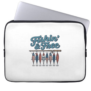 Fischfang & Frei Patriotischer Angelköder Vintage Laptopschutzhülle
