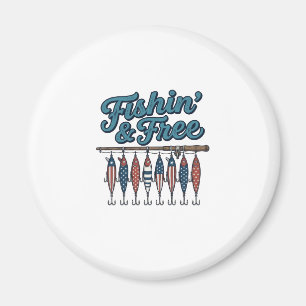 Fischfang & Frei Patriotischer Angelköder Vintage Magnet