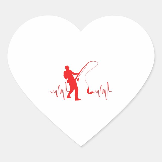 Fischfang Herzschlag Fischfang Liebhaber Fische Herz-Aufkleber (Vorderseite)