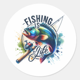 Fischfang ist mein Leben Runder Aufkleber