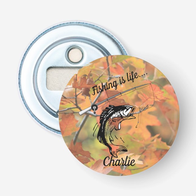 Fischfang Lebenslauf-Rollen Hook Bass Fisch Flaschenöffner (Vorderseite)