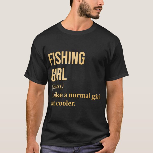 Fischfang Mädchen Definition in Gold T-Shirt (Vorderseite)