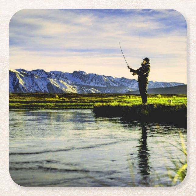 Fischfang Rechteckiger Pappuntersetzer (Vorderseite)