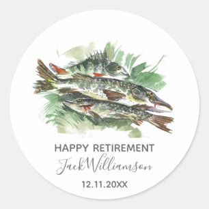 Fischfang-Ruhestandsfeier Aquarell Hecht Runder Aufkleber