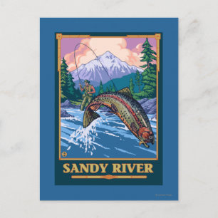 Fischfang Szene - Sandy River, Oregon Postkarte