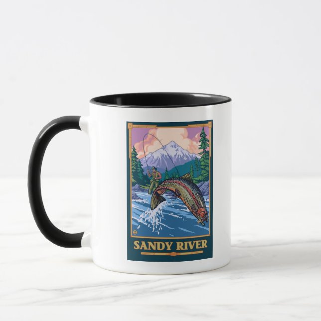 Fischfang Szene - Sandy River, Oregon Tasse (Links)