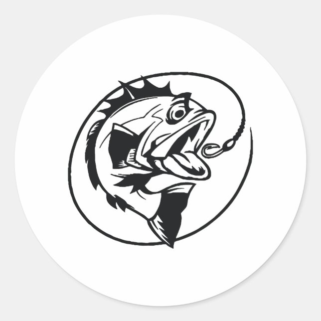 Fischfanghaken Runder Aufkleber (Vorderseite)