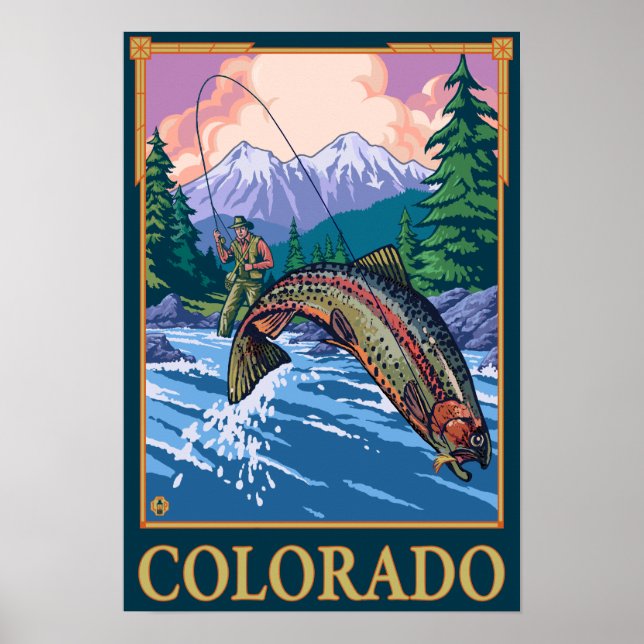 Fischfangszene Colorado Poster (Vorne)