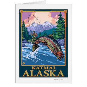 Fischfangszene - Katmai, Alaska