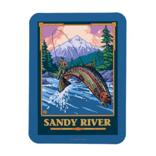 Fischfangszene - Sandy River, Oregon Magnet
