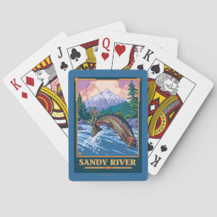Fischfangszene - Sandy River, Oregon Spielkarten