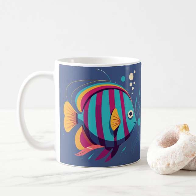 Fischfarbe Kaffeetasse (Mit Donut)