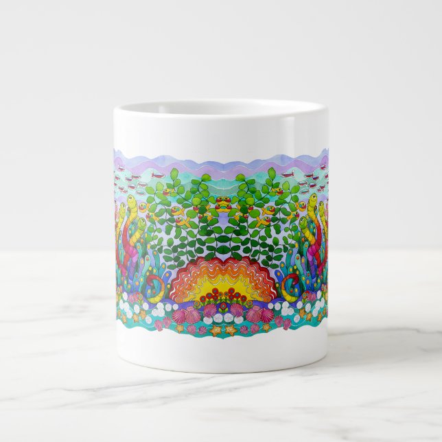 Fischgarten mit Spiegelung Jumbo-Tasse (Vorderseite)