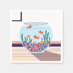 Fischglas-Aquarellmalerei-Design Serviette