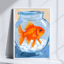 Fischglas | Goldfisch Wasserfarbe Gemalt Poster