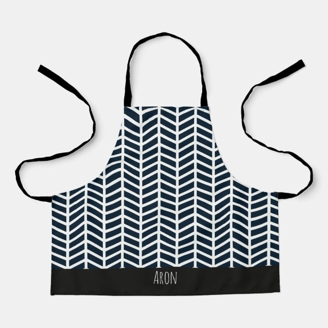 Fischgrätenmuster Schwarz Weiß Minimal Muster Schürze (Vorderseite)