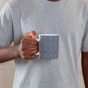 Fischgrätmuster Chevron Retro Blau Kaffeetasse
