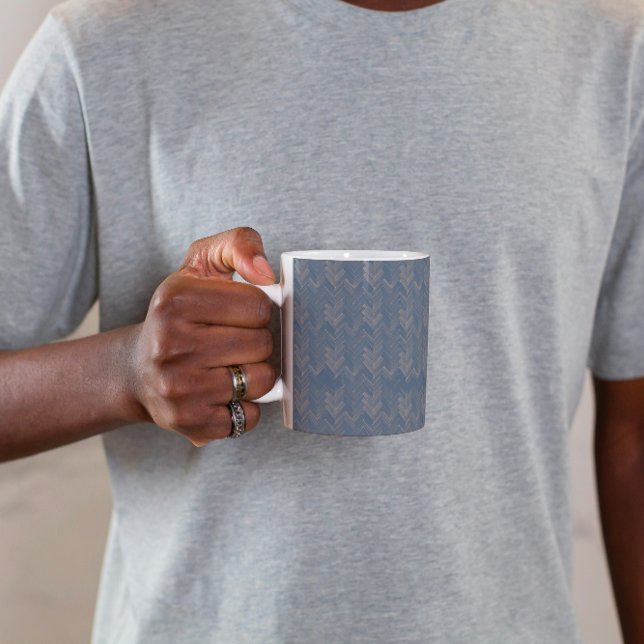 Fischgrätmuster Chevron Retro Blau Kaffeetasse (Von Creator hochgeladen)