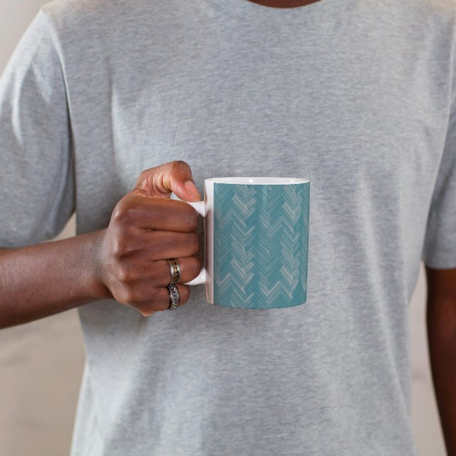 Fischgrätmuster Türkis Kaffeetasse (Von Creator hochgeladen)